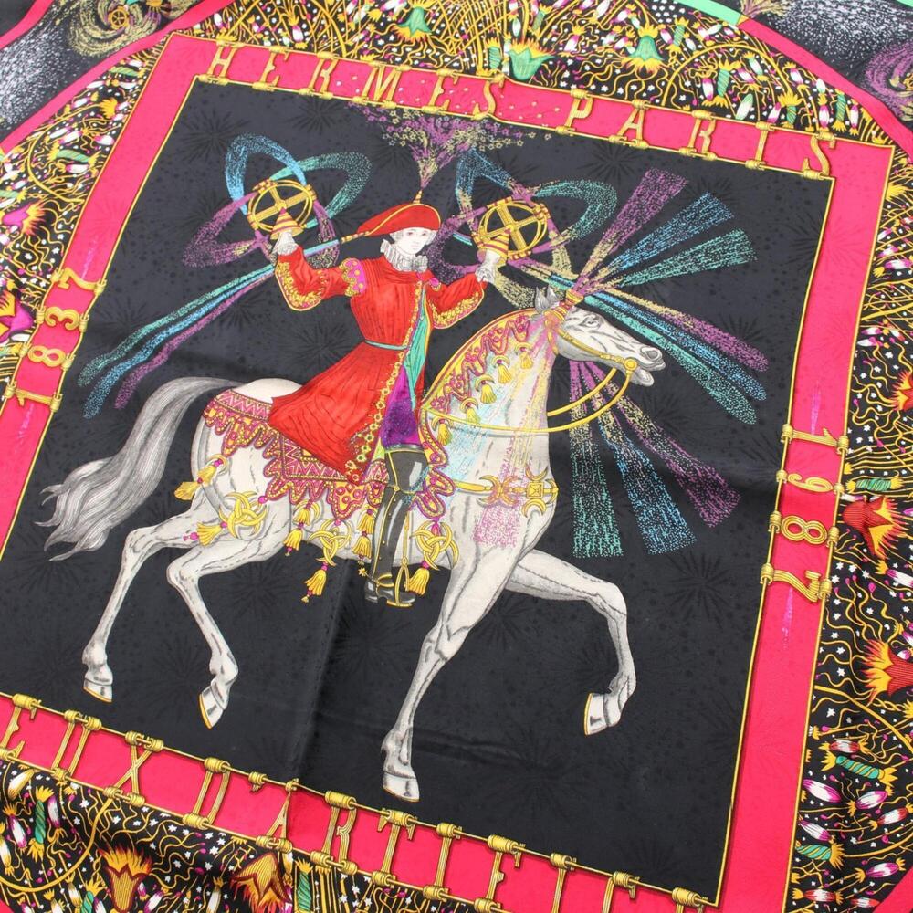 HERMES Black Silk Scarf - Picture 4 of 8